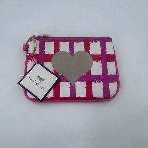 Dabney Lee Makeup Bag Pouch Pink Red Plaid Heart  Fast Shipping